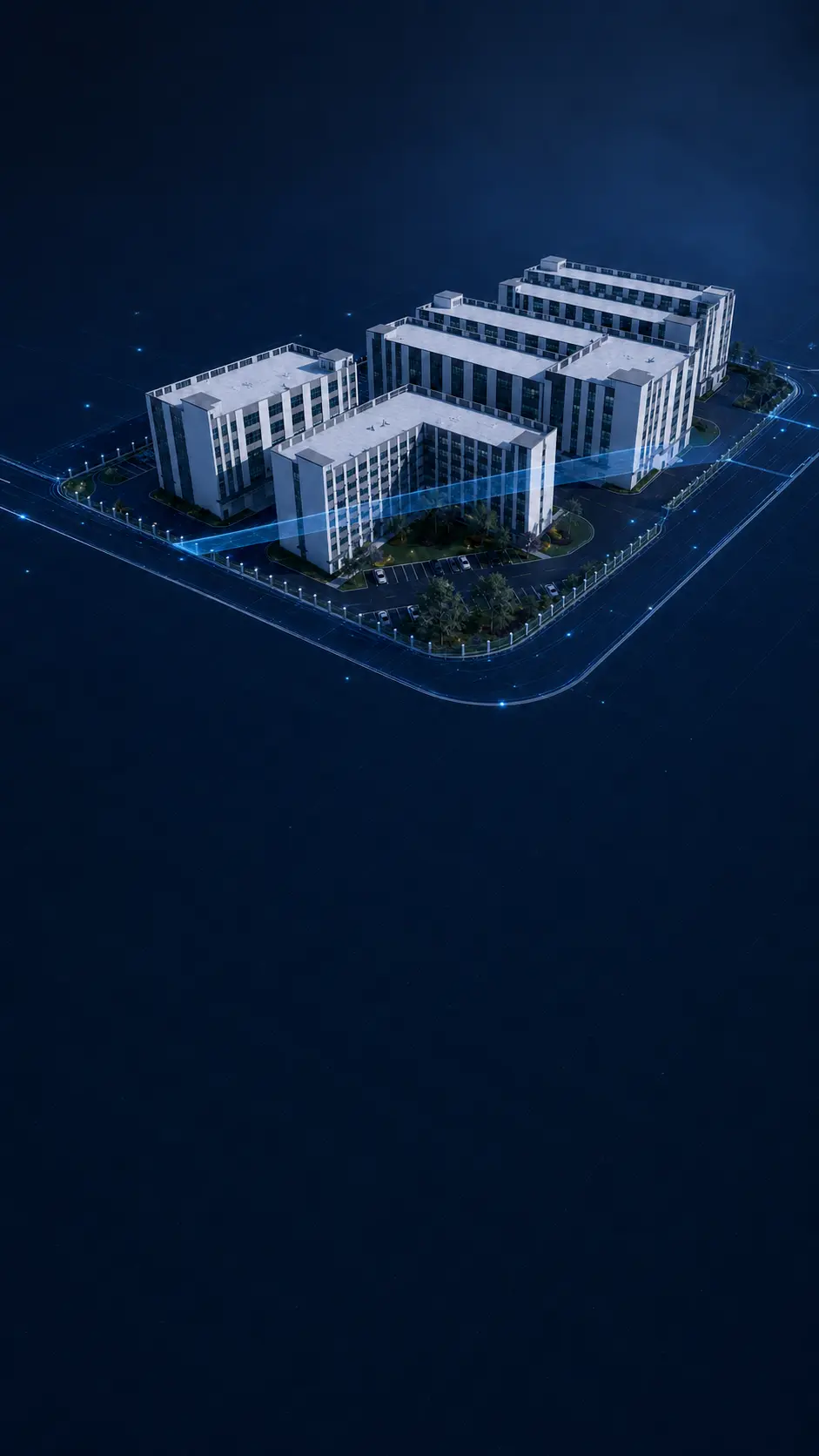 临空智检港四栋主体建筑移动端数字孪生总览