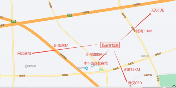 临空智检港区位示意图